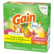 Gain Powder Laundry Detergent, Hawaiian Aloha Scent, 150 oz, 105 Loads