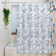 thumbnail image 3 of Light Blue Flower Waterproof Shower Curtain, Large 72"x84" Washable Polyester Fabric Shower Curtains for Bathroom, Vintage Farmhouse Boho Leaf Spring Decorative Bathtub Curtain Sets with Hooks, 3 of 9