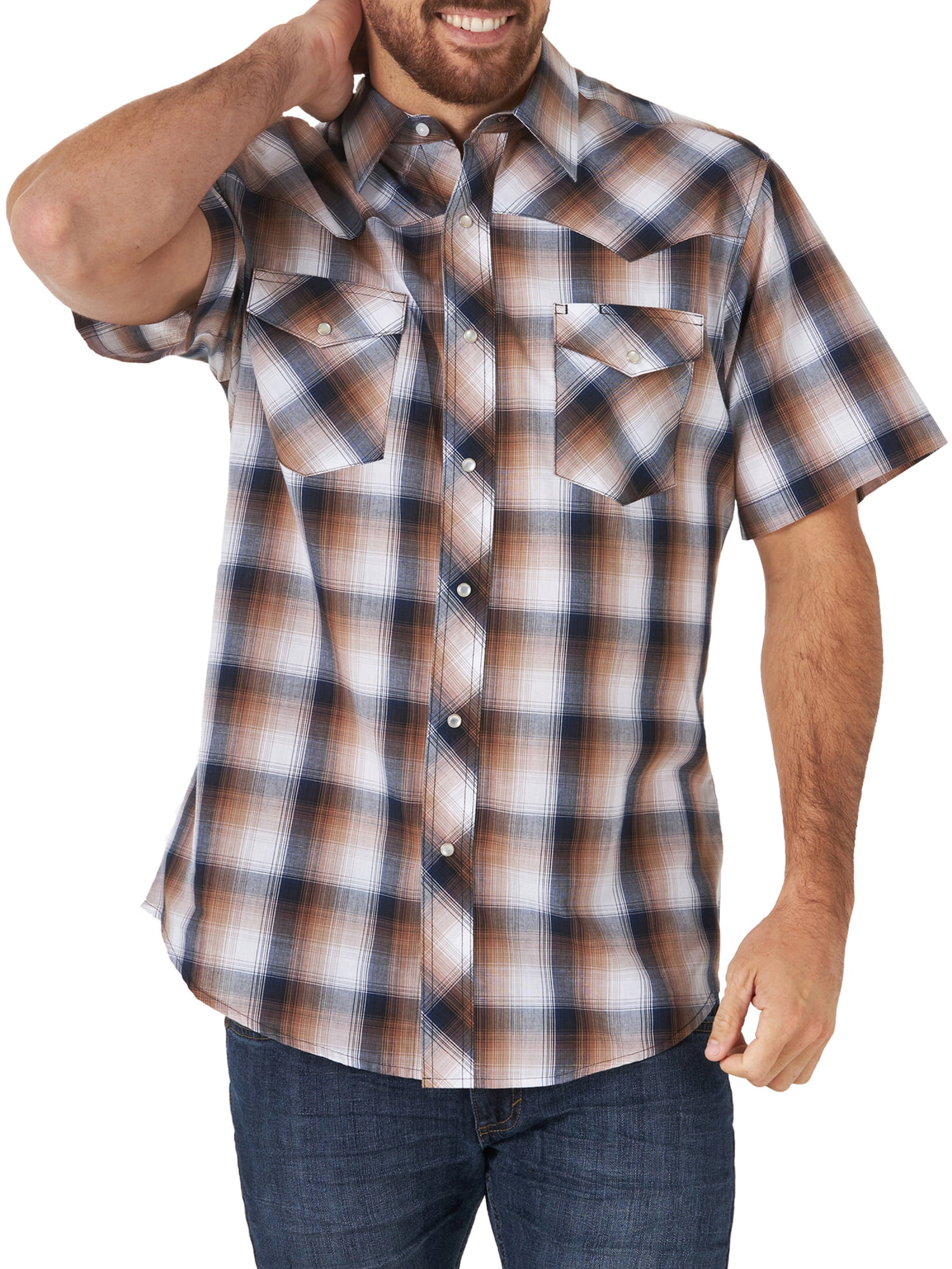 Wrangler Men's Western Short Sleeve Plaid Shirt 