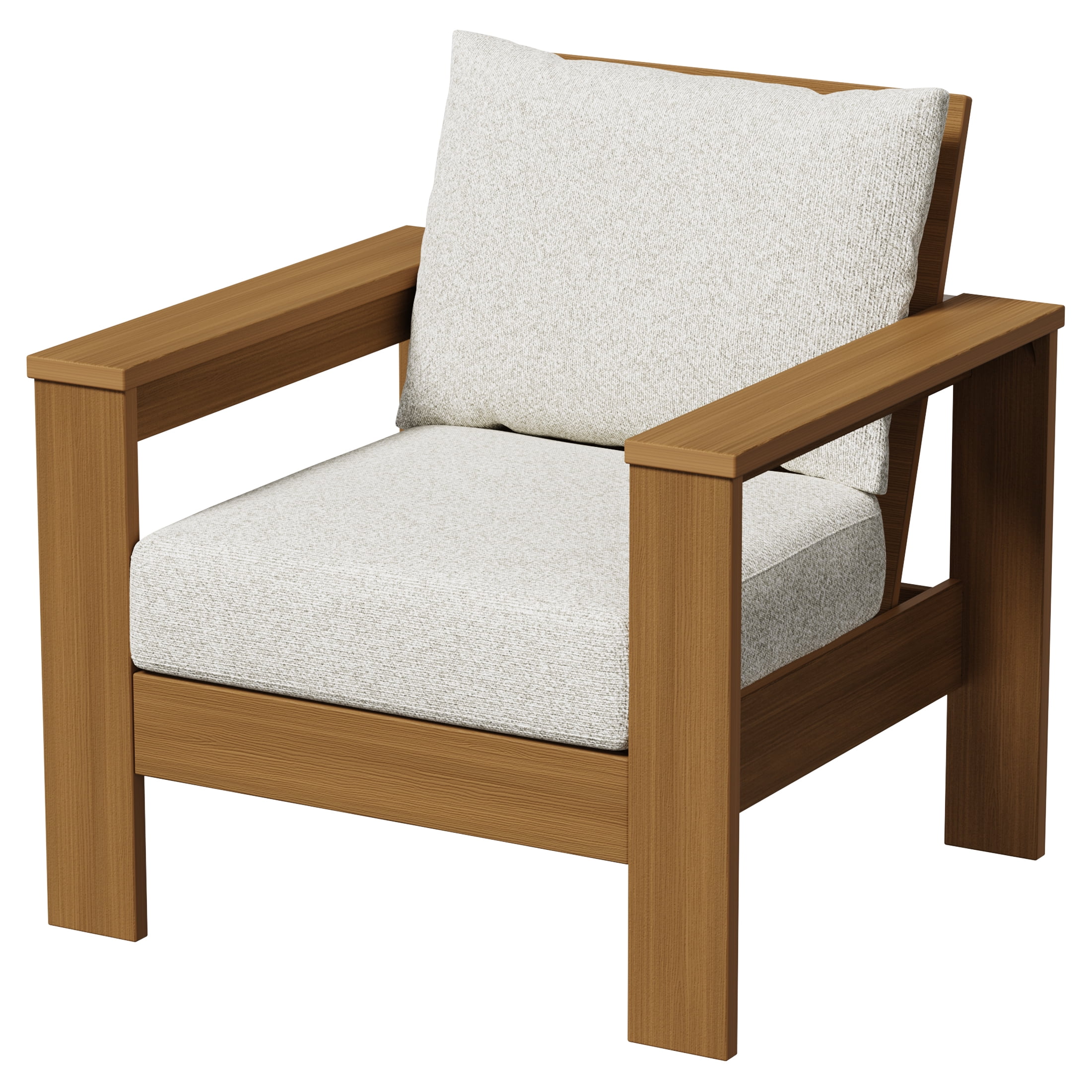 Better Homes & Gardens Ezra Outdoor HDPE Club Chair, Teak with Cream Boucle Cushions