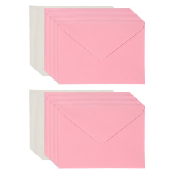 Uxcell Blank Cards and Envelopes 5x7", Invitation Cards White Cardstock Greeting Cards (Pink), 24 Pack, Perfect for Office Wedding Gift Graduation Birthday
