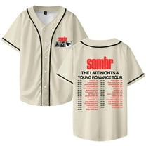 Sombr The Late Nights & Young Romance Tour Baseball Jersey Shirt V-Neck Women Men Casual Short Sleeve Streetwear Clothes