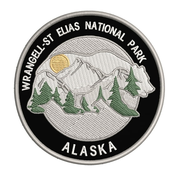 Wander Often! Wrangell-St. Elias National Park, Alaska 3.5 Inch Iron Or Sew On Embroidered Fabric Badge Patch Seek Adventure, National Park Iconic Series