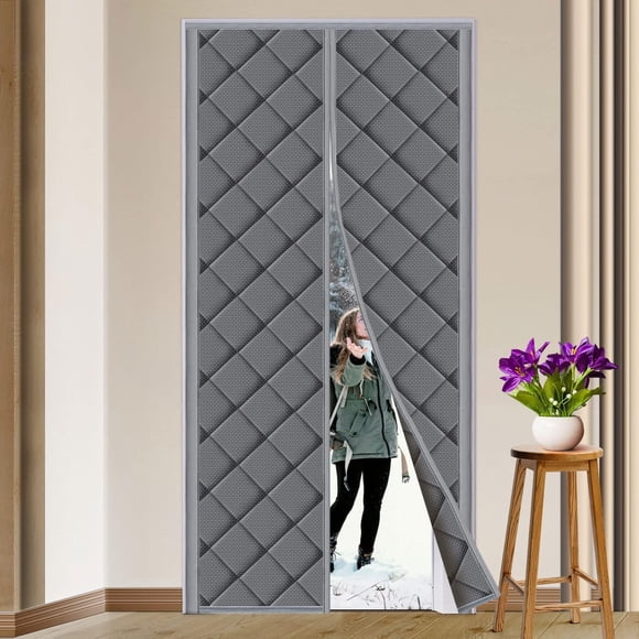 Windproof curtain, warm and cold-proof, punch-free, gray, thickened, waterproof, Oxford cloth, cotton door curtain 130*230
