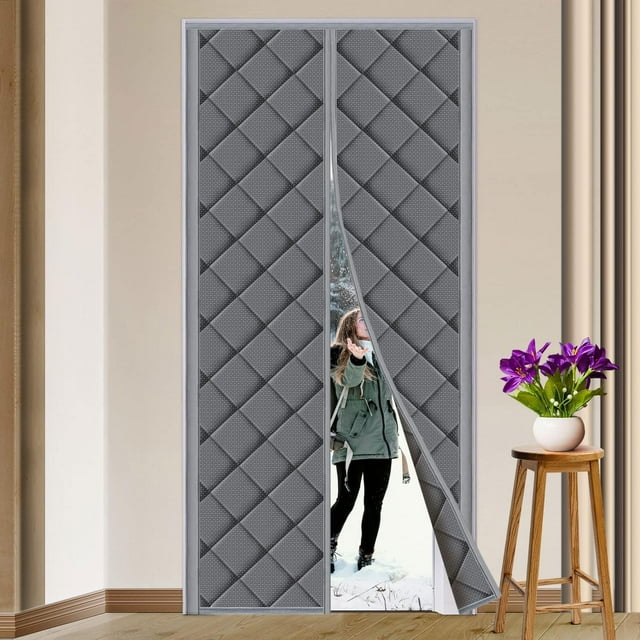 Windproof curtain, warm and cold-proof, punch-free, gray, thickened, waterproof, Oxford cloth, cotton door curtain 130*230