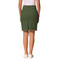 thumbnail image 3 of Falda de mezclilla INSPIRE CHIC para mujer, casual, desgastada, de longitud a la rodilla, color verde oliva, 3 of 6