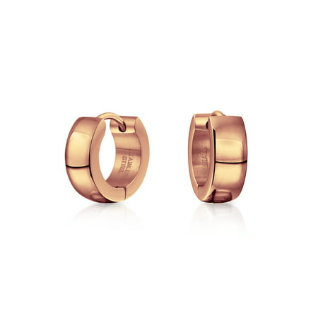 Simple Basic Shiny Huggie Hoop Kpop Earrings For Men For Women In Silver Rose Gold Tone Plated Stainless