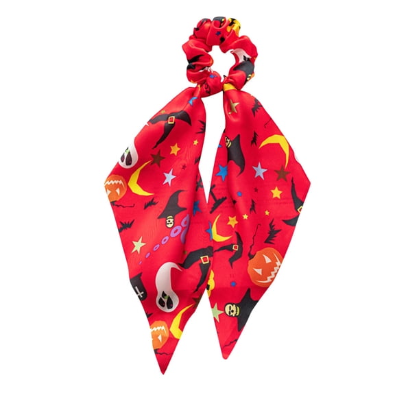 ZHENHONG Bandanas for Women, Halloween Hair Bands Hair Scrunchies Flower Pattern Scarf Ties Bowknot Ropes, Halloween Costumes Red