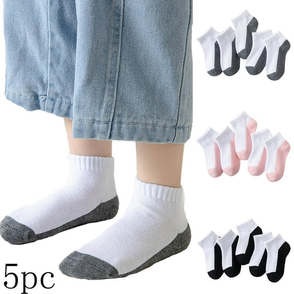Fancifize Kids Socks Sport Quarter Half Cushion Socks Boys' Girls' Low Cut Cotton Ankle Socks Casual Comfortable No Show Socks Aged 1-12, 5 Pack