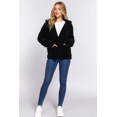 thumbnail image 2 of Sherpa, Long Dolman Sleeve, Open Front Hoodie Jacket (Women's), Black, Large, 2 of 6