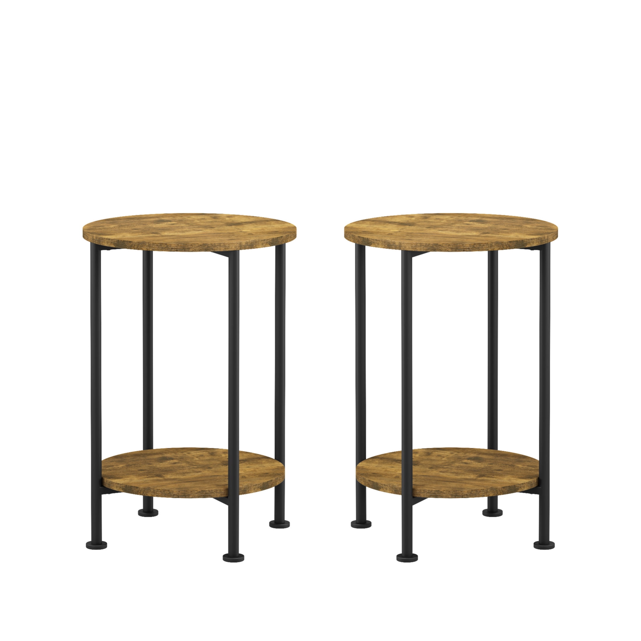 Noble House 3-Piece Coffee Table and End Table Set, Modern Industrial Farmhouse Living Room Set, Rustic Brown
