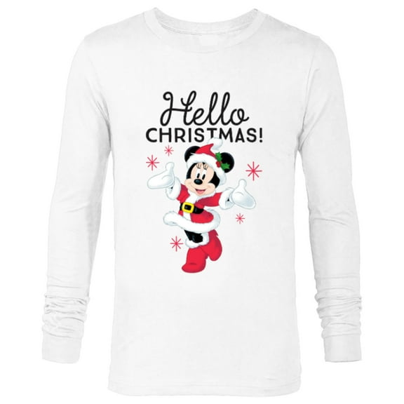 Disney Santa Minnie Mouse Hello Christmas Holiday - Long Sleeve T-Shirt for Men -Customized-White