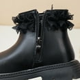 thumbnail image 6 of Eltusu Girls Ankle Boots, Slip on No Slip Solid Color Warm Winter Booties Shoes Black Size 2(Big Kids), 6 of 7