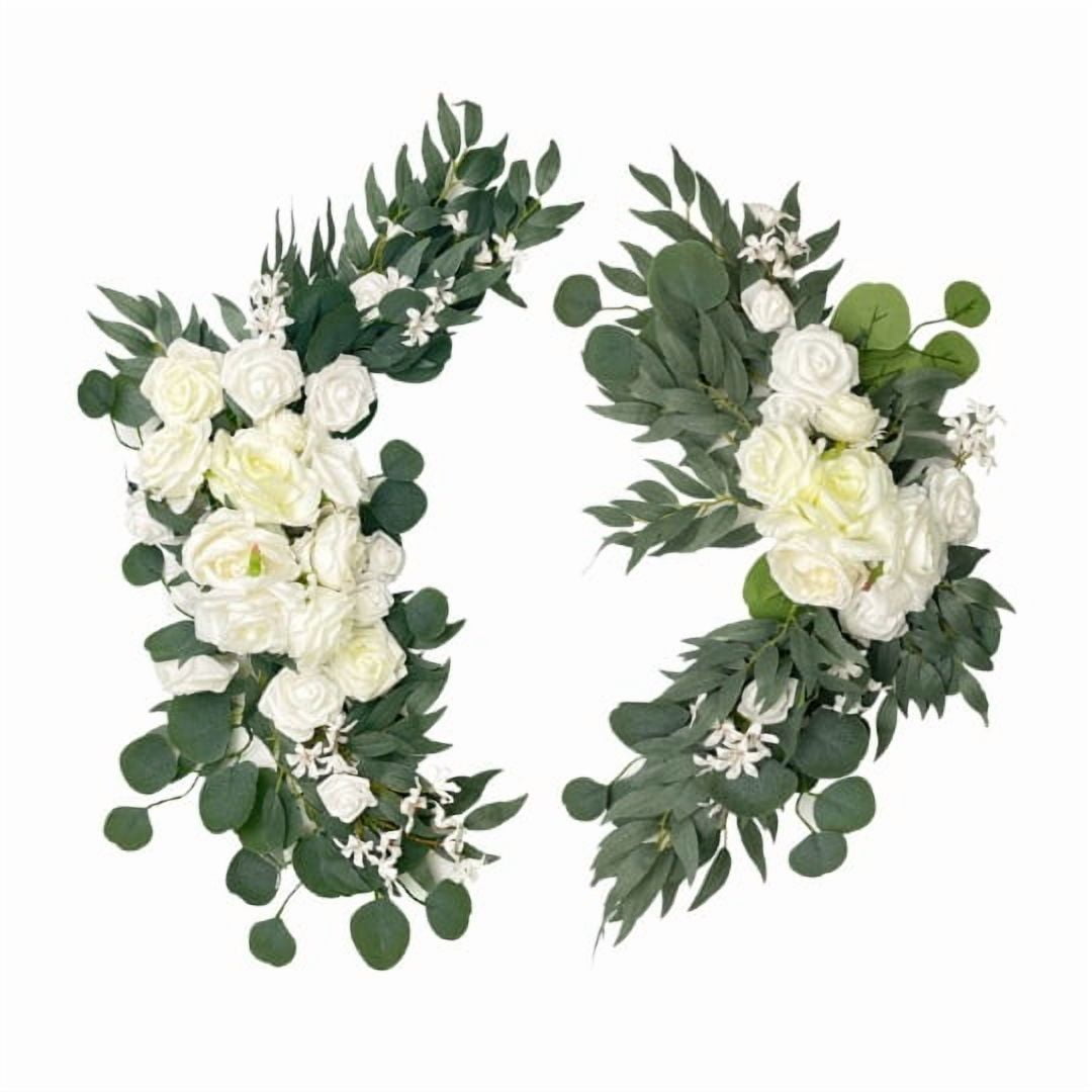 Corona De Guirnalda De Flores Artificiales | Decoración Colorida De Puerta Y Pared De Estilo Forestal Flores Y Follaje Simulados Realistas Plastico Duradero Boda Hogar Ventana Expositor