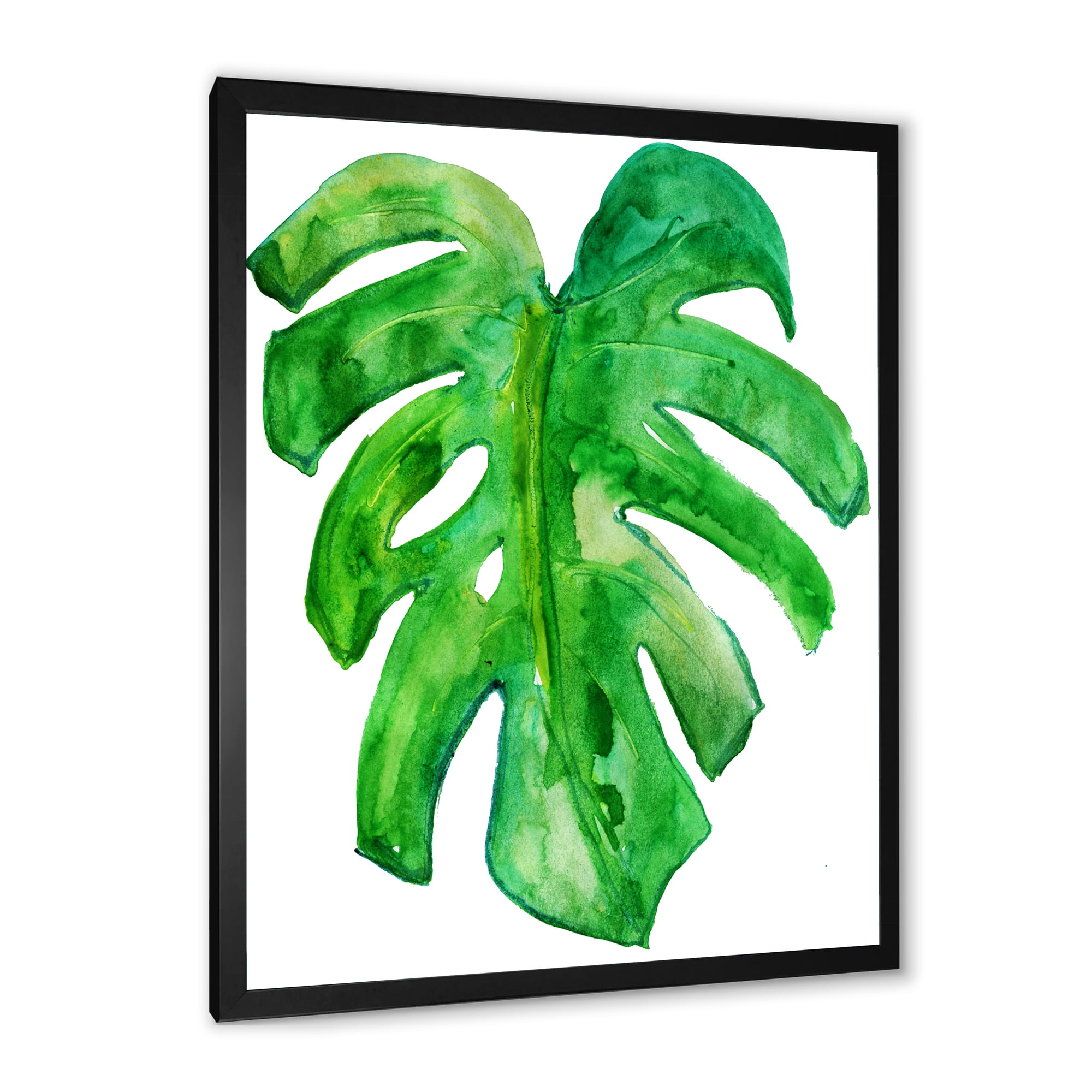 Designart 'Close Up Of Tropical Leaf Of Monstera I' Farmhouse Framed Art Print