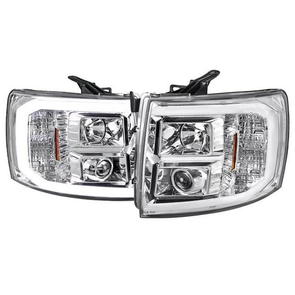 Spec D Tuning 2LHP-SIV07-G2-TM LED Bar Projector Chrome Headlights for 2007-2013 Chevy Silverado 1500