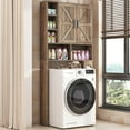 thumbnail image 3 of Timagebreze Farmhouse Over-Toilet Cabinet with 2 Barn Doors, 10 Adjustable Shelves & Tissue Holder,Bathroom Storage,Grey, 3 of 7