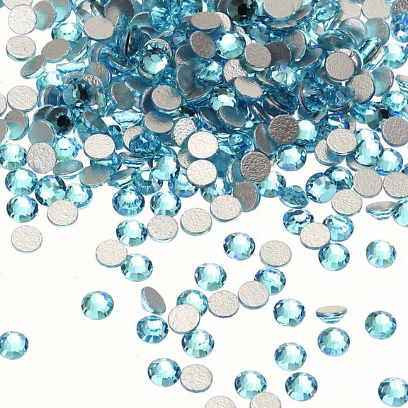 Uxcell SS6 Round Flatback Rhinestones 1.9-2.1mm Crystal Glass Gems Diamonds for DIY Crafts Clothes Shoes Nail Art Decoration, Aquamarine 2880Pcs