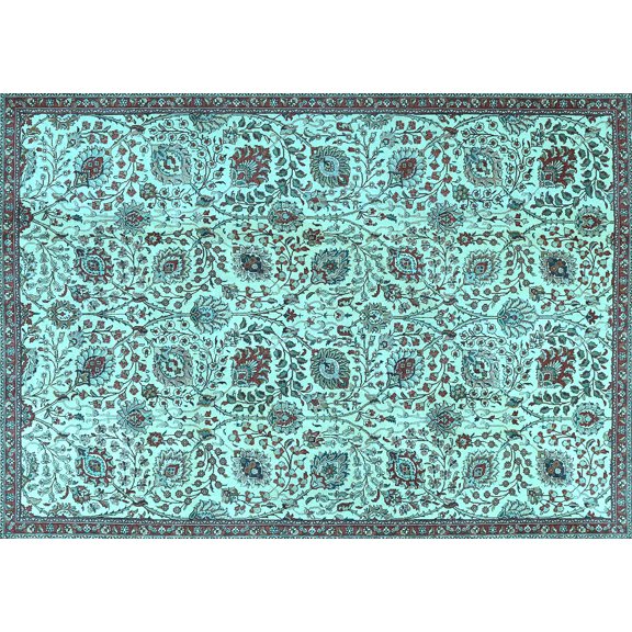 Ahgly Company Indoor Rectangle Persian Light Blue Traditional Area Rugs, 5' x 7'