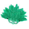 thumbnail image 1 of Máscara de plumas artificiales de media cara, accesorio de moda para fiesta de disfraces de cosplay Verde, 1 of 8