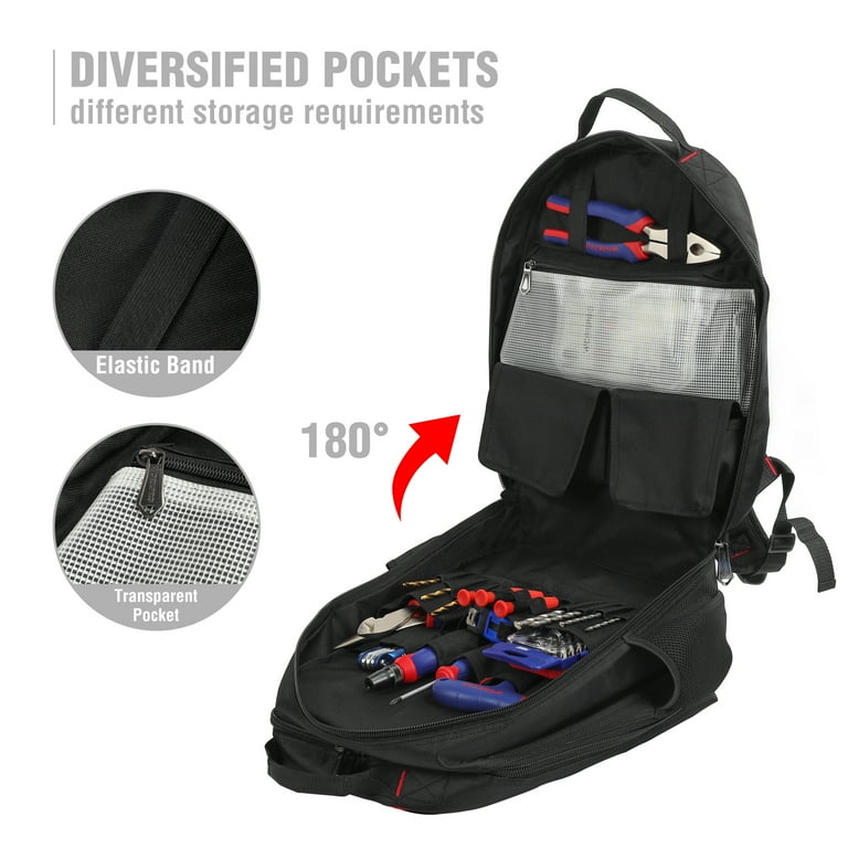 WORKPRO Tool Backpack 41 Pocket Heavy Duty Jobsite Tool Bag with