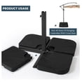thumbnail image 5 of WO Home Furniture 4pc Offset Outdoor Umbrella Base, Patio Cantilever Stand Fillable with Sand or Water, Heavy Duty (Weights Only) (Black), 5 of 9