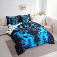 thumbnail image 3 of Manfei Cartoon Game Console Twin Bedding Sets 7-Piece for Boys, Black Blue Gamepad Bedding Comforter Set, Cartoon Snowflake Reversible Sheet Sets, Breathable Home Decor, 3 of 7