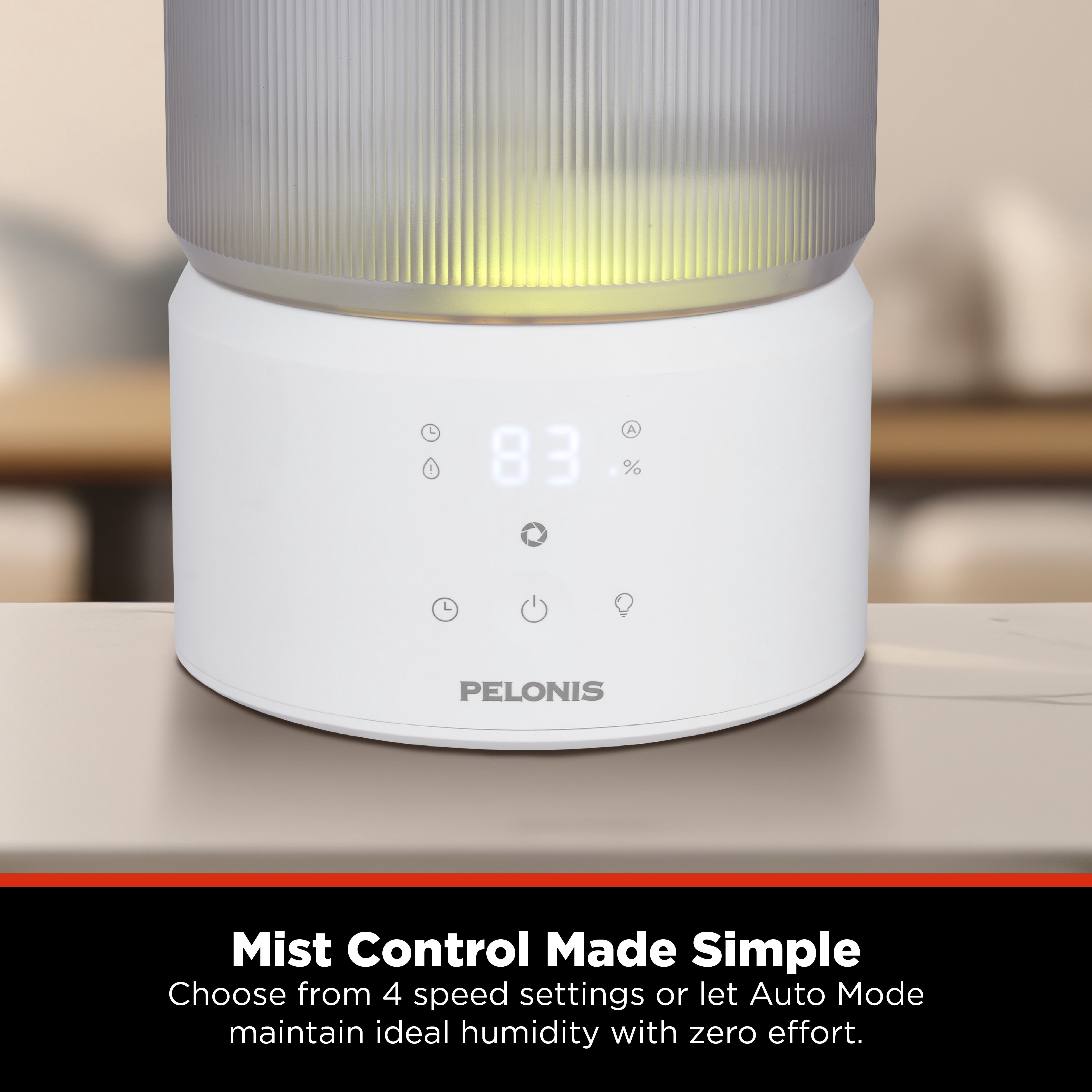 Pelonis 1-Gallon Cool Mist Ultrasonic Humidifier, Black
