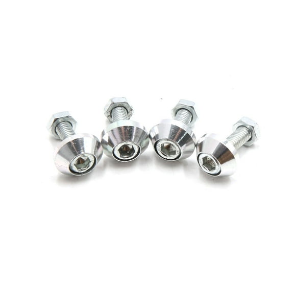 Unique Bargains 4Pcs Silver Tone Aluminum Alloy Car Motorcycle Decorative License Plate Screw