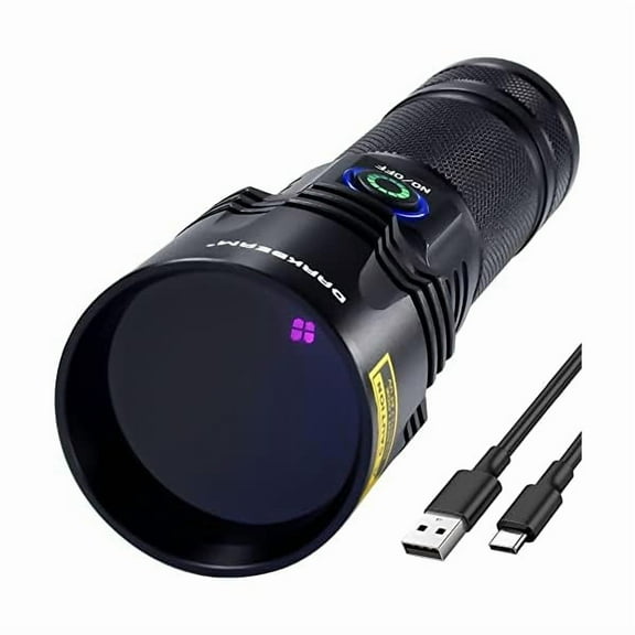 ZC UV Flashlight Black Light 365nm Woods lamp, USB-C Rechargeable Filtered Blacklight, LED Ultraviolet 20W Powerful Handheld Detector for Pet Urine, Mineral, Fluorescent, Resin Curing