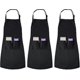 thumbnail image 1 of 3 Pack Unisex Black Adjustable Bib Apron - 2 Large Convenient Pockets - Kitchen Cooking Chef Apron - for Home Restaurant Coffee Shop, 1 of 4