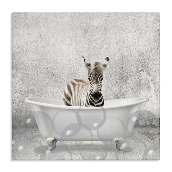 Stupell Industries Rustic Lodge Baby Zebra Bath Time Canvas Art, 17 x 17, by Kim Allen