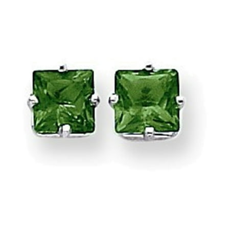 6mm Princess Cut Mount - 14k White Gold 6mm Princess Cut Mount St. Helens earring