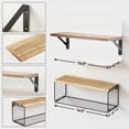 thumbnail image 6 of 16" Wall-Mounted Floating Shelves W/Triangle Bracket & Frame, Rustic Decor Set of 2+1 Natural Burnt Wood Storage Shelf for Livingroom Kitchen Bedroom, Bathroom Shelves Over The Toilet, 6 of 7