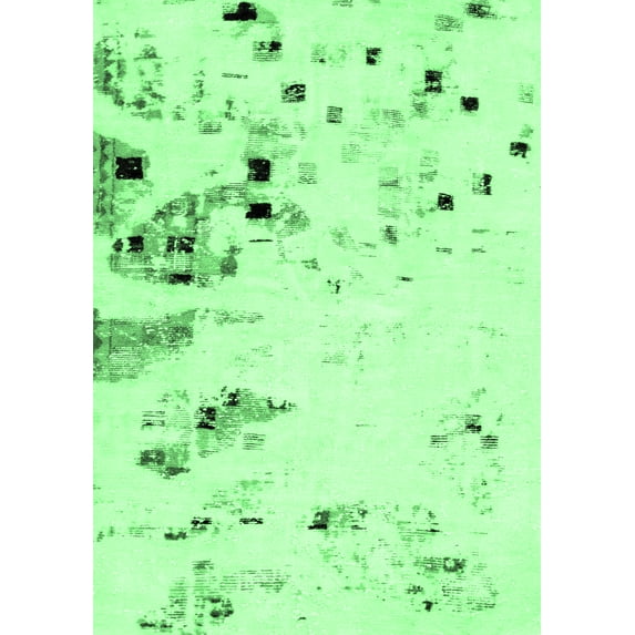 Ahgly Company Indoor Rectangle Abstract Emerald Green Modern Area Rugs, 8' x 12'