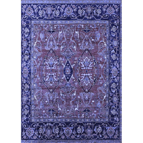 Ahgly Company Machine Washable Indoor Rectangle Oriental Blue Industrial Area Rugs, 2' x 3'
