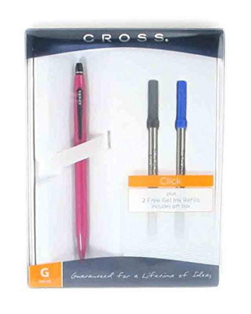 Cross Click Pearlescent Pink Rose Set With 2 Gel Refills In Retail Box Great