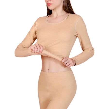 

Glonme Solid Color Pants Set for Women Lightweight Base Layer Top And Bottom Suits Pajamas 2Pcs Outfit Women Apricot L