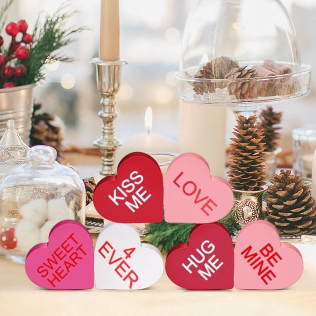 Xihbxyly Decoración de Madera En Forma de Corazón, Juego de 6, Elegante Adorno para San Valentín, Perfecto para Decorar Bandejas y Mesas, Hogar o Dormitorio, Suave y Duradero, de Larga Duración.