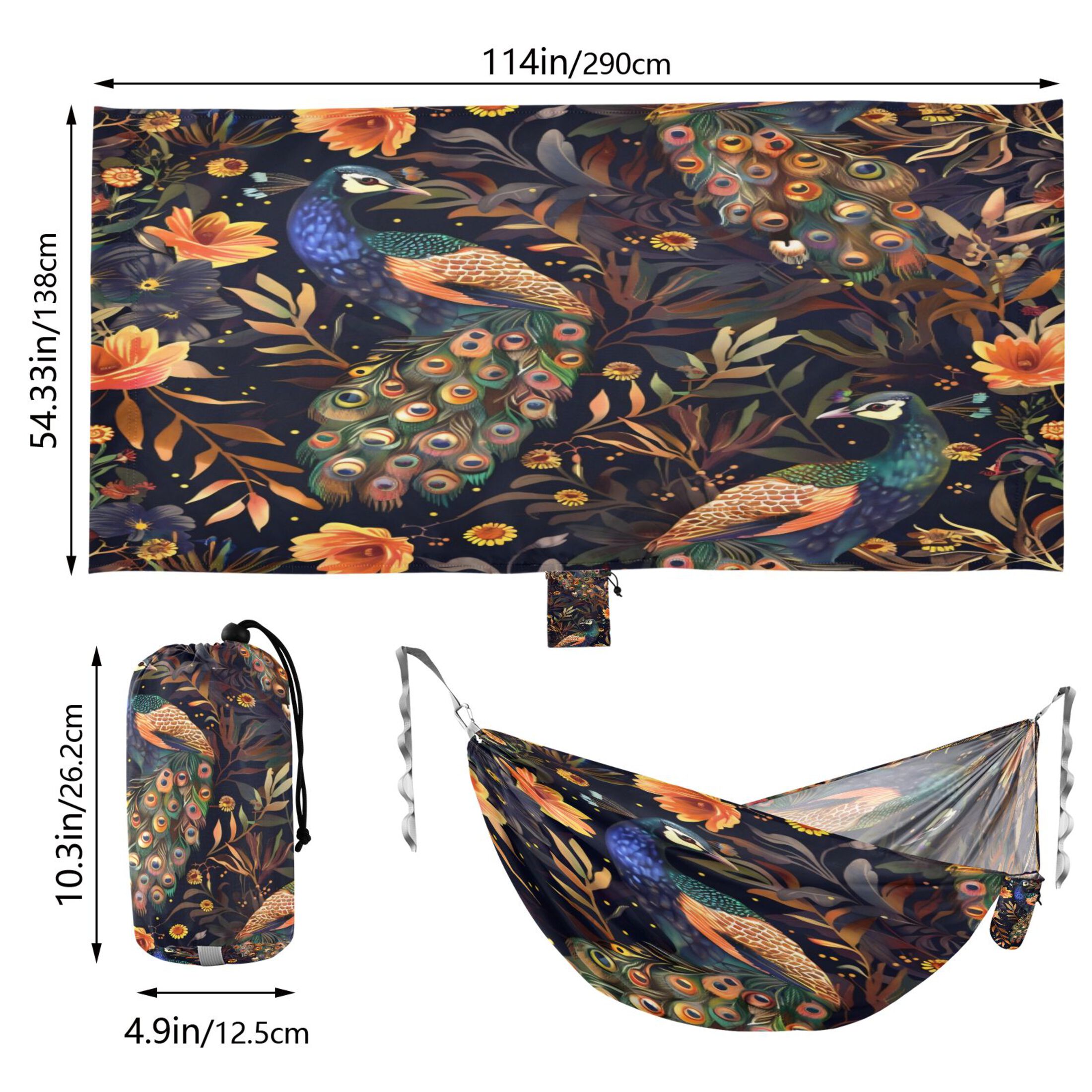 Hammock Camping Hammock Nylon Portable Hammock Travel Camping Hammock Colorful Peacock