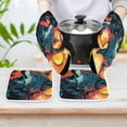thumbnail image 6 of Colorful Lone Wolf Oven Mitt And Pot Holder Set Oven Glove for Kitchen Baking Cooking Grilling, 6 of 6