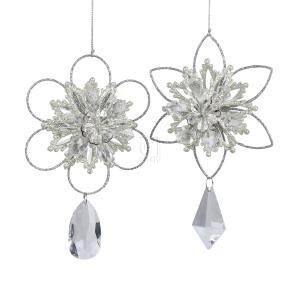 1 Set 2 Assorted 7 Inch White Snowflake Plastic Christmas Ornaments - Walmart.com - Walmart.com