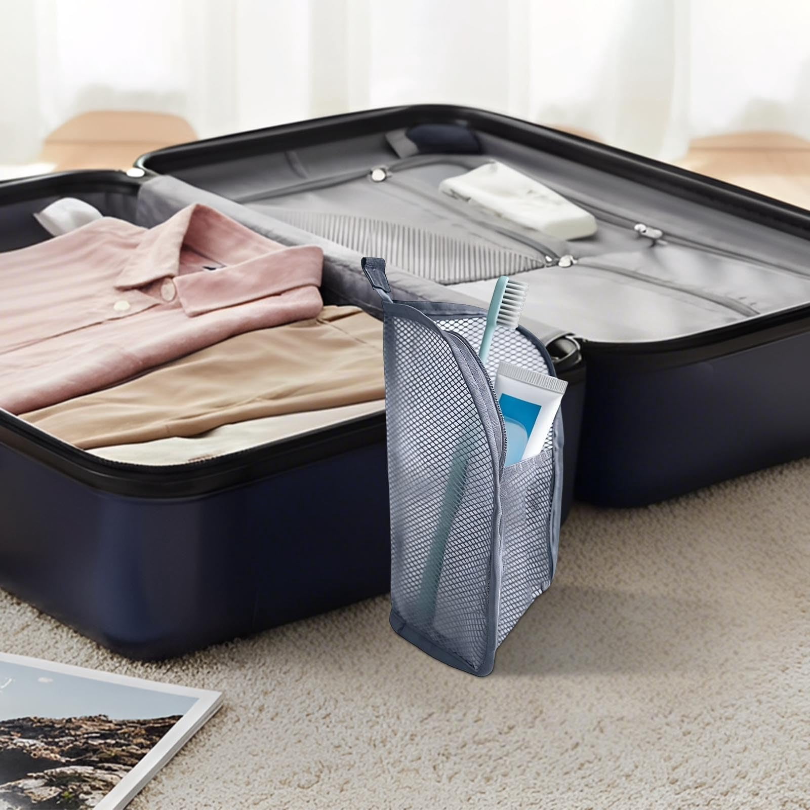 Portable Lightweight Travel Toiletry Bag, 2026 New Waterproof Standing Toiletry Bag, with Zippers, for Vacation Travel