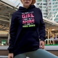 thumbnail image 2 of Just a Girl Who Loves Anime and Video Games - Gamer or Game Streamer Quote, Navy Blue Hooded Sweatshirt or Hoodie, 2XL, 2 of 5