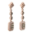 thumbnail image 2 of 14K Rose Gold Brown Diamond Danglers Ladies Rectangle Earrings 1.25" 0.63 CT., 2 of 5