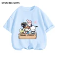 thumbnail image 2 of Conjunto de camiseta de Hello Kitty para niños y niñas, ropa holgada de manga corta Y2K, Top con estampado oscuro para mujer, ropa dulce Harajuku, 2 of 6