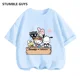 thumbnail image 2 of Conjunto de camiseta de Hello Kitty para niños y niñas, ropa holgada de manga corta Y2K, Top con estampado oscuro para mujer, ropa dulce Harajuku, 2 of 7