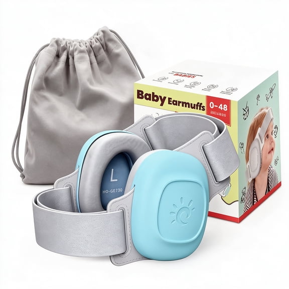 Baby Ear Muffs Noise Protection, 25dB Infant Noise Cancelling Headphones for Babies & Toddlers 3-48 Months, Adjustable Headband for Sleep, Travel & Airplane, Blue