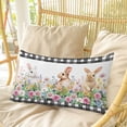 thumbnail image 4 of Easter Bunny Pillow Covers, Linen Long Throw Pillow Case, Spring Daisy Flowers Rabbits Buffalo Plaid Holiday Pillow Protector Decorative Cushion Cover for Living Room/Bedroom 20" x 36", 4 of 8