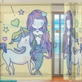 thumbnail image 2 of Coolnut Mermaid with Unicorn Sheer Gauze Door Curtain Window Curtain Drapes for Living Room Kids Bedroom Window Treatment W55 x L84 In 2 Panels, 2 of 4